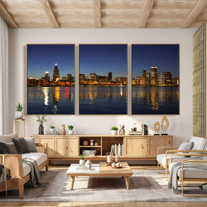 Chicago Wall Art Canvas Print - Chicago City Downtown Night