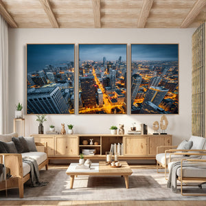 Chicago Wall Art Canvas Print - Chicago City Downtown Night