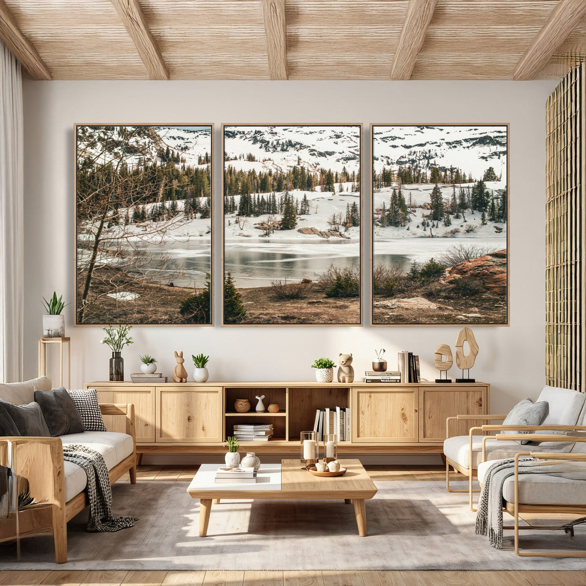 Snowy Mountain Landscape Wall Art Canvas Print, Alpine Pine