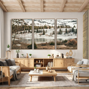 Snowy Mountain Landscape Wall Art Canvas Print, Alpine Pine