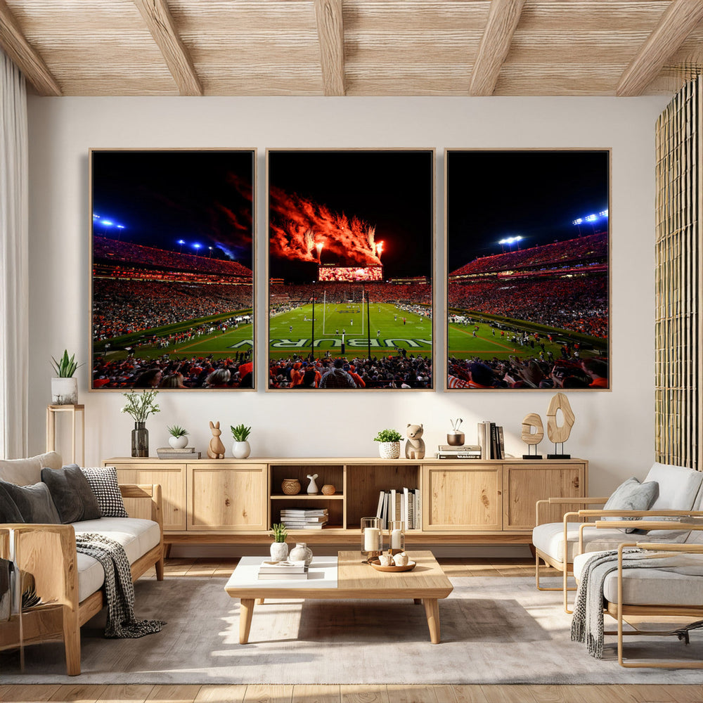 Auburn Stadium Wall Art Canvas Print, College Football Night