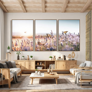 Lavender Field Wall Art Canvas Print, Butterfly Floral
