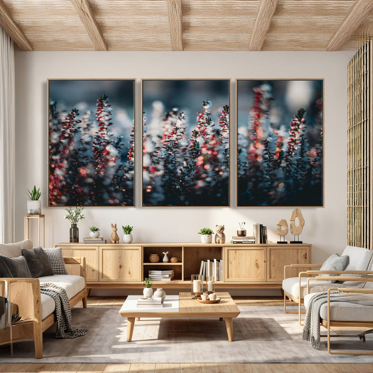 Winter Heather Wall Art Canvas Print, Frosted Floral Nature