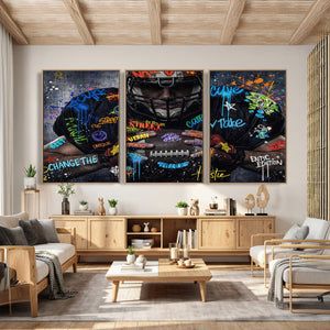 Graffiti American Football Player Street Art Wall Art Canvas
