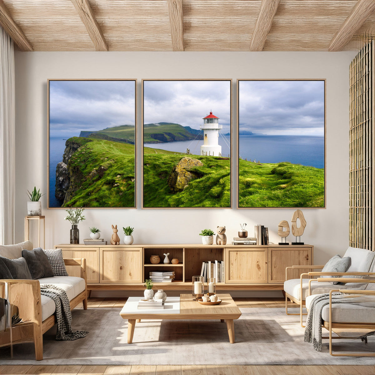 Cliffside Lighthouse Wall Art Canvas Print – Coastal