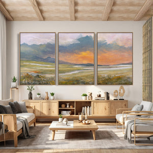 Mountain Sunset Wall Art Canvas Print Vintage Landscape