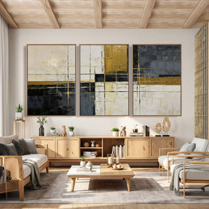 Abstract Gold and Black Wall Art Canvas Print – Modern