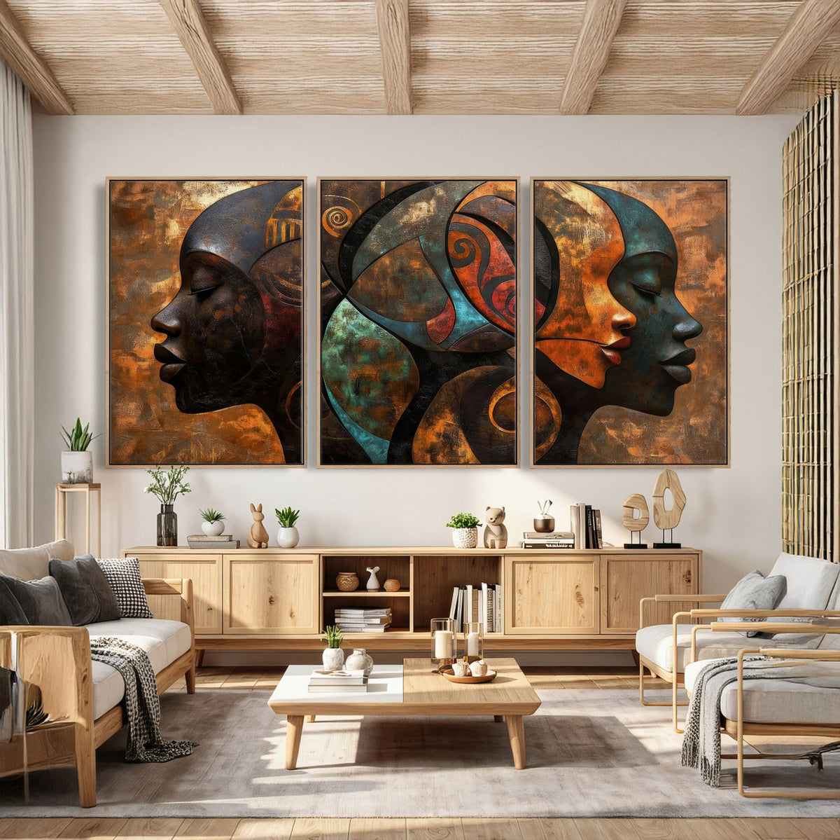 Abstract Afro American Women Wall Art Canvas Print