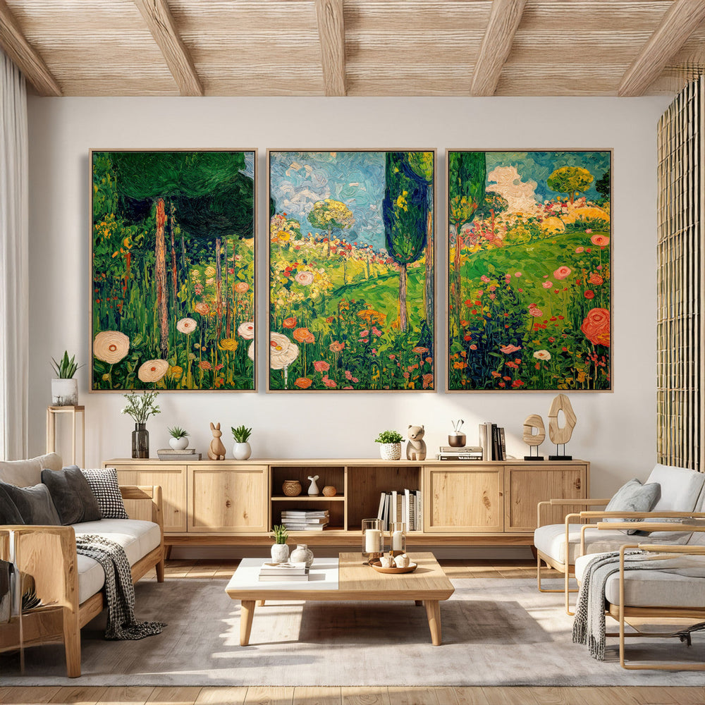 Gustav Klimt Boho Mountain Landscape Large Wall Art,