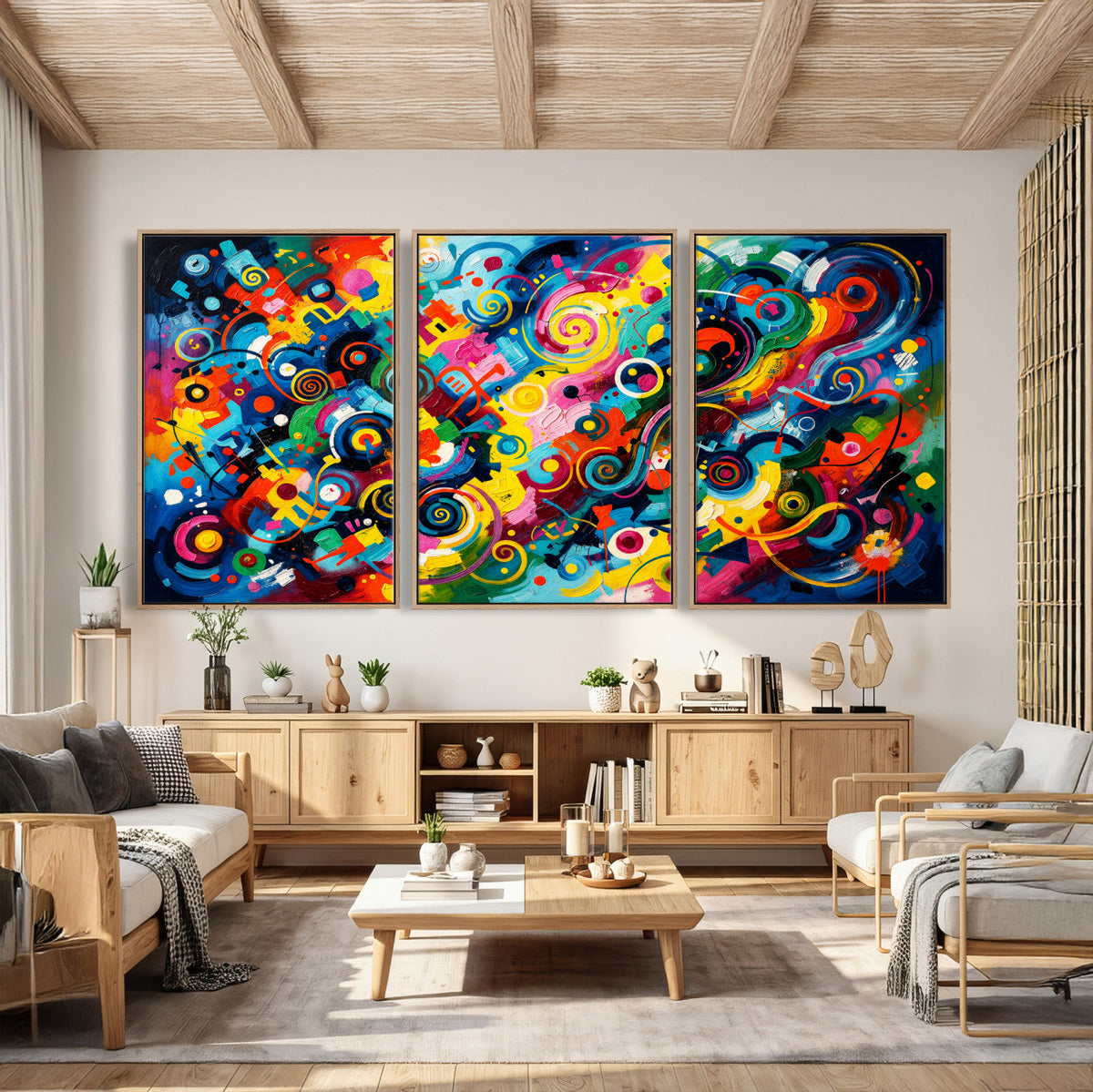 Geometric Abstract Wall Art Canvas Print, Bold Color