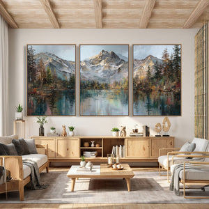 Drip Style Forest Lake Gold Art — Abstract Expressionist