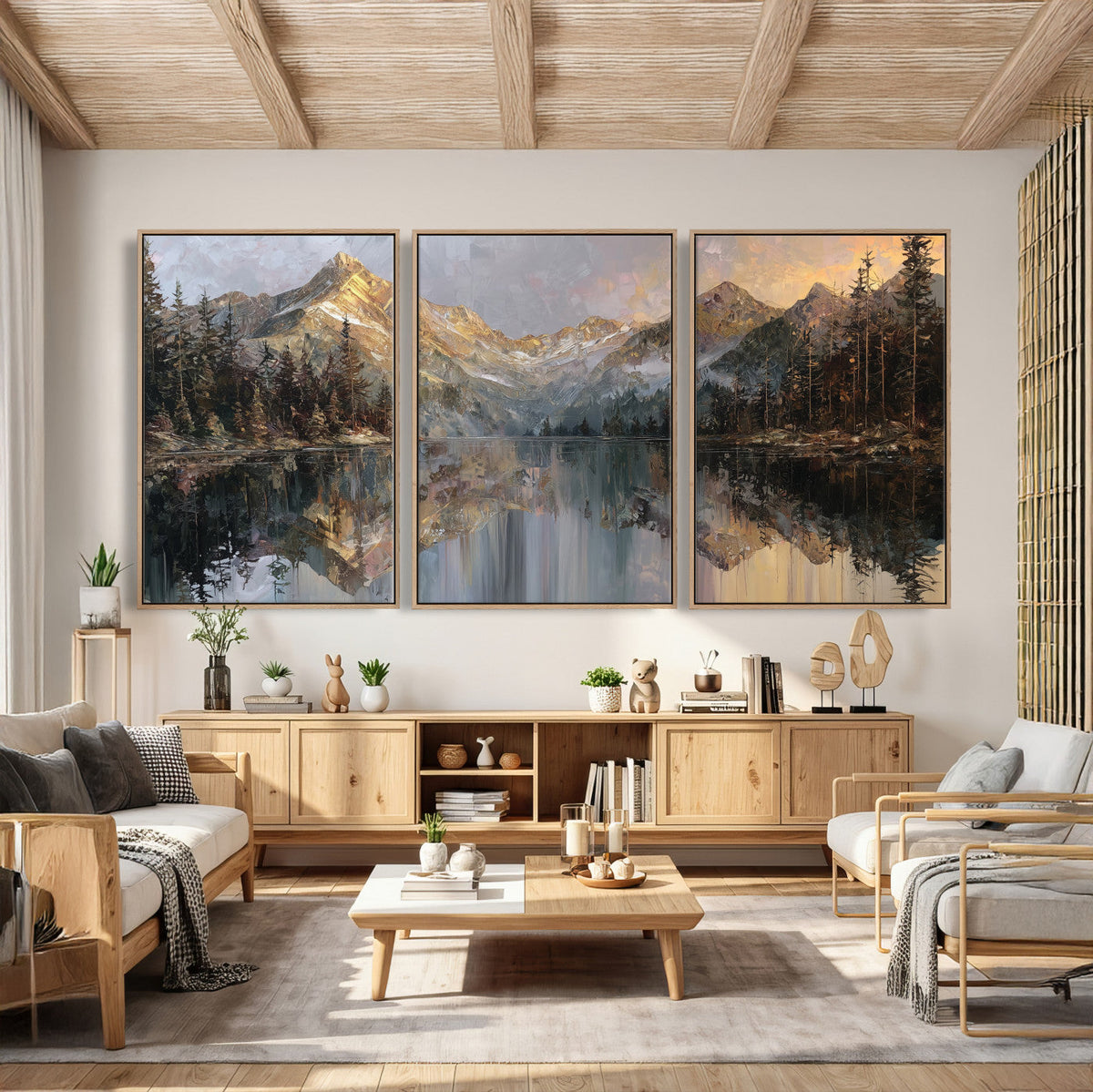 Drip Style Forest Lake Gold Art — Abstract Expressionist