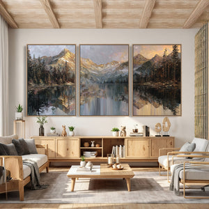 Drip Style Forest Lake Gold Art — Abstract Expressionist