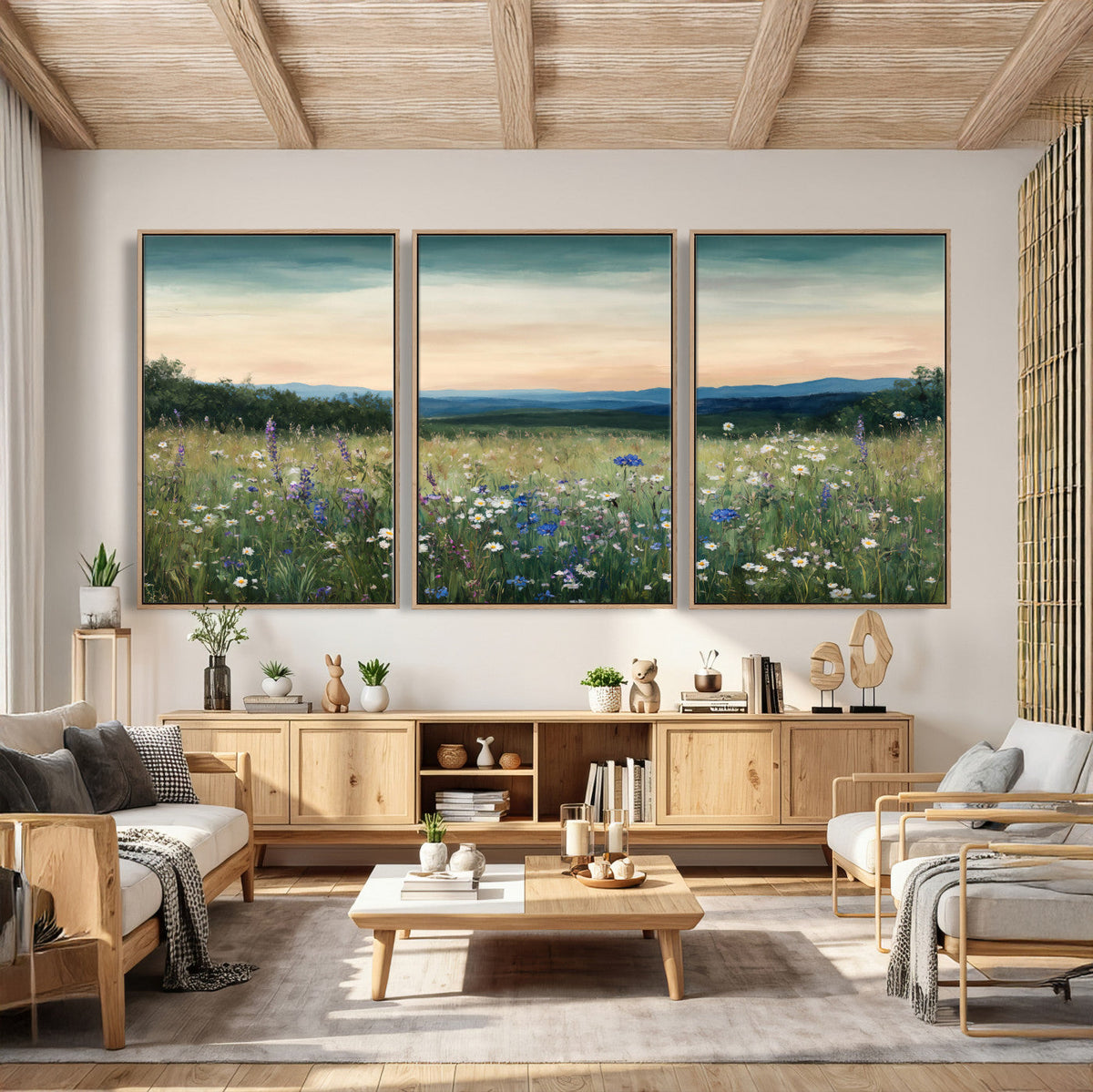 Wildflower Meadow Oil Painting Canvas — Daisy Lavender