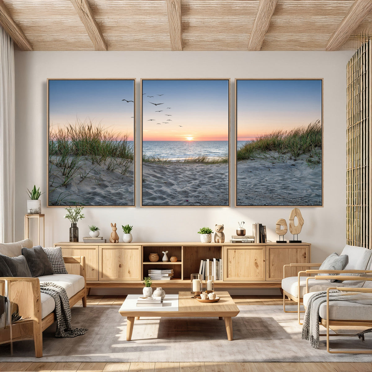 Sandy Dune Path Sunset Canvas Wall Art — Seagulls Beach