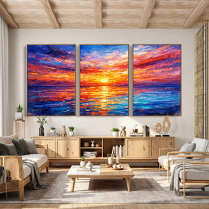Colorful Knife Ocean Sunset Canvas — Orange Pink Teal