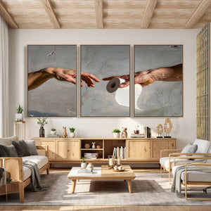 Funny Bathroom Wall Art Canvas, Creation of Toilet Paper