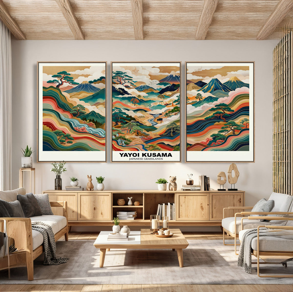 Japanese Grasslands Canvas Wall Art, Kusama Inspired
