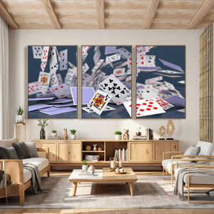 Playing Cards Canvas Wall Art | Casino Game Room Decor,