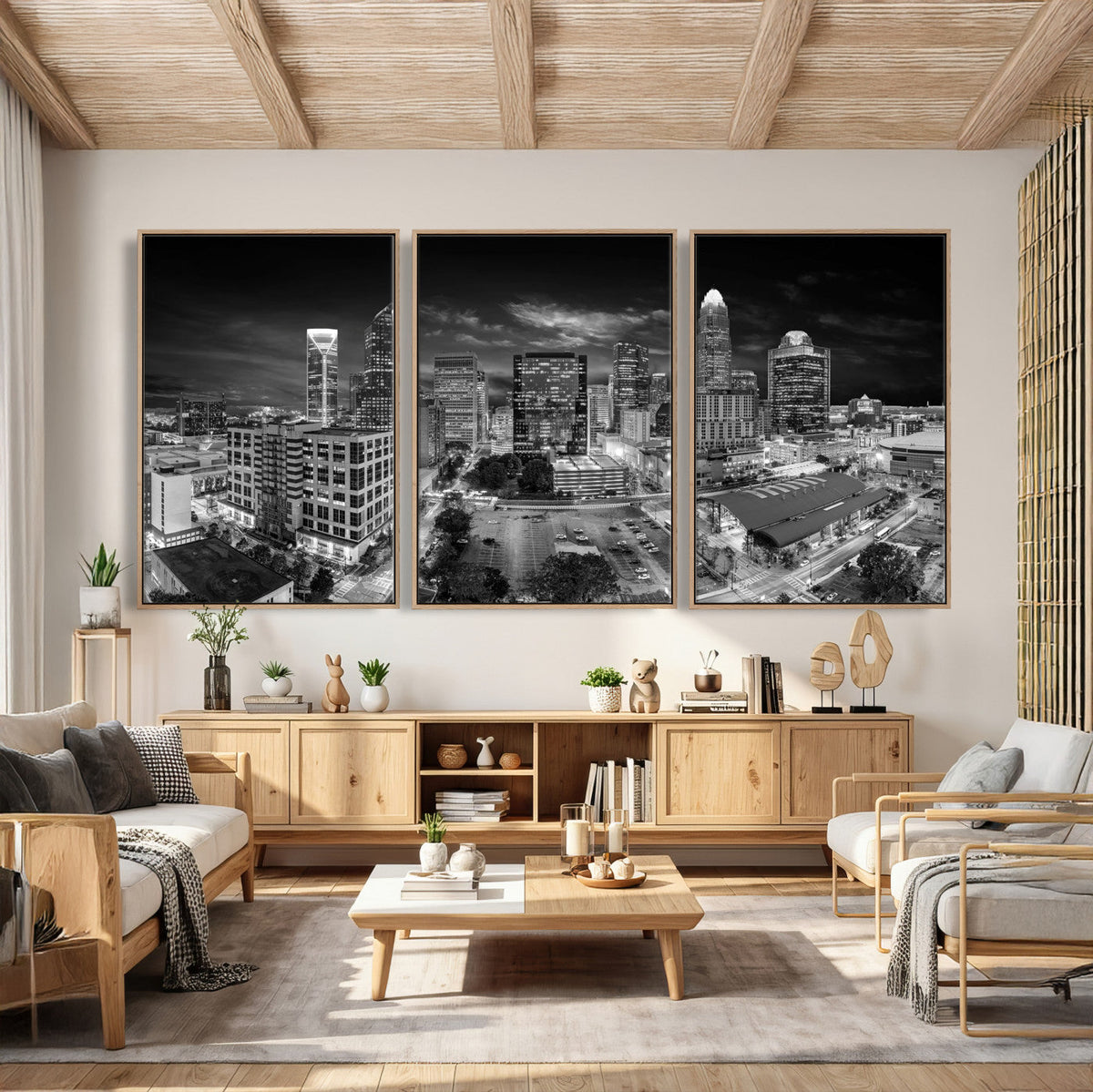 Charlotte Skyline Canvas Wall Art Print – North Carolina Cityscape Photography Print