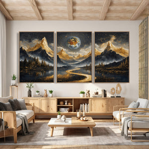 Abstract Mountain Wall Art Canvas Print Modern Landscape Painting Print
