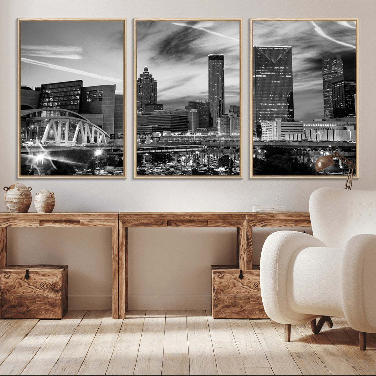 Black and White Atlanta Wall Art Canvas Print