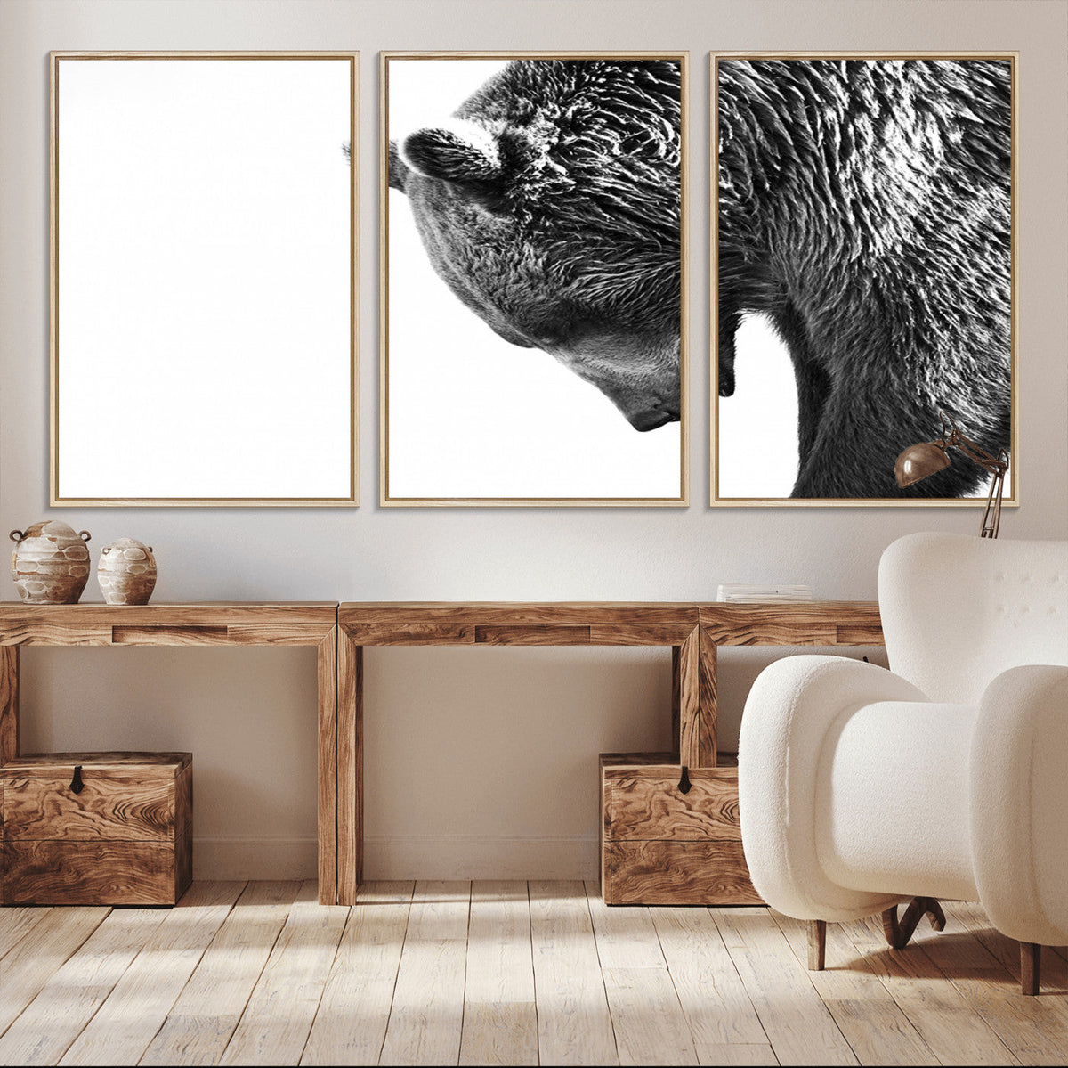 Black and White Grizzly 399 Bear Canvas Print Wall Art |