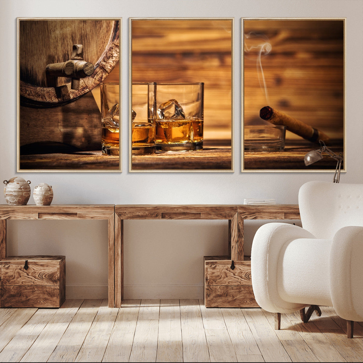 Rustic Whiskey and Barrel Canvas Print