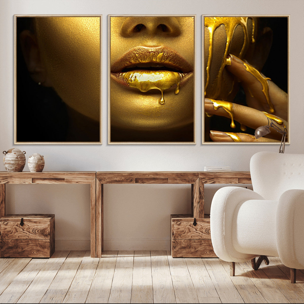 Gold and Women Wall Art Canvas Print