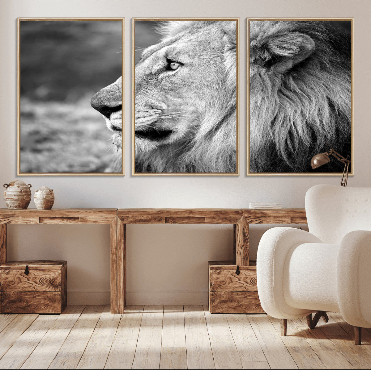 African Lion Wall Art Canvas Print – Majestic Wildlife