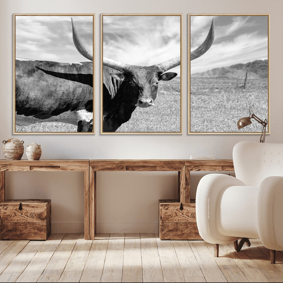 Cattle Wall Art Longhorn Cow Canvas Print