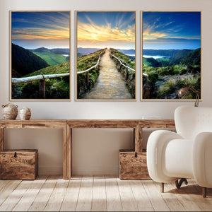 Mountain and Sunset Wall Art Canvas Print