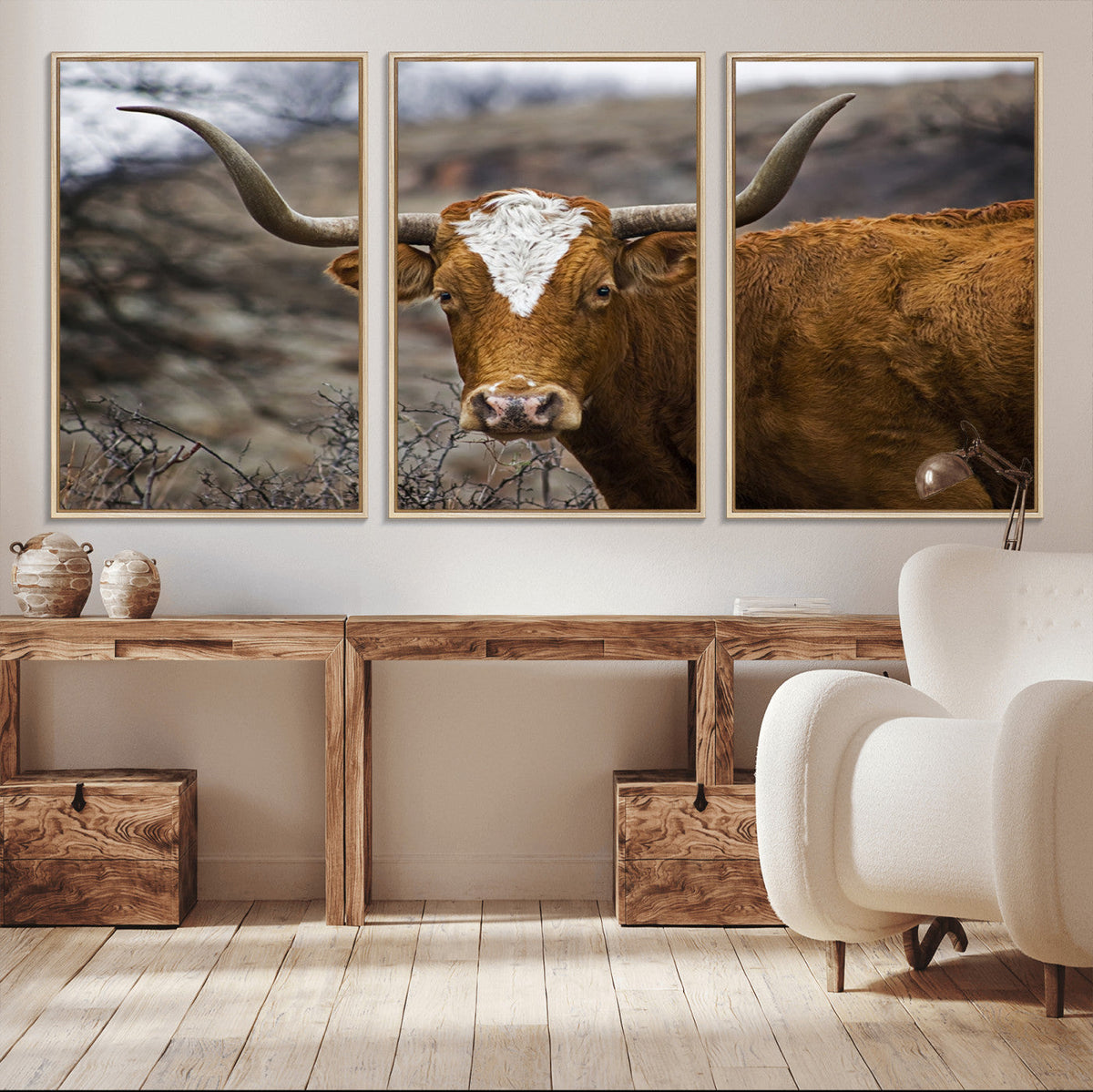 Texas Longhorn Canvas Wall Art - Longhorn Steer Canvas Wall