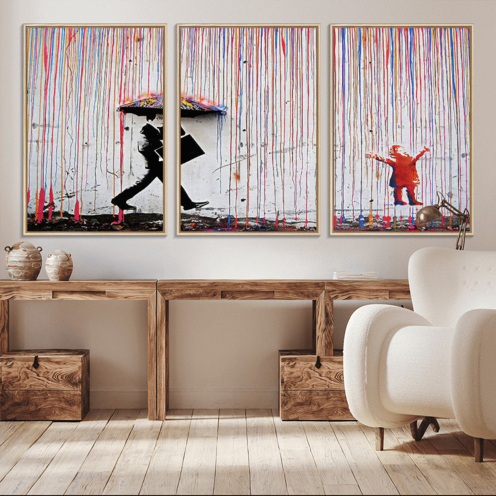 Banksy Wall Art Canvas Print, Framed Graffiti Art Picture