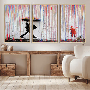 Banksy Wall Art Canvas Print, Framed Graffiti Art Picture