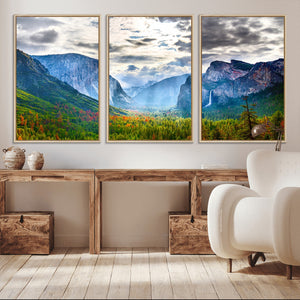 Yosemite Park Half Dome 3 Panel Canvas Print | Large Giclée