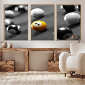 Wall Art Pool Table and Balls Canvas Print