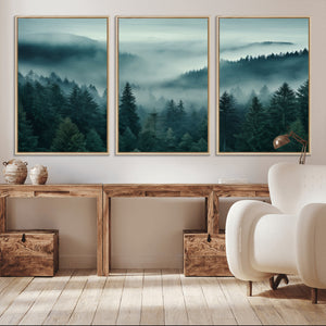 Captivating Misty Foggy Forest Wall Art Premium Canvas Print
