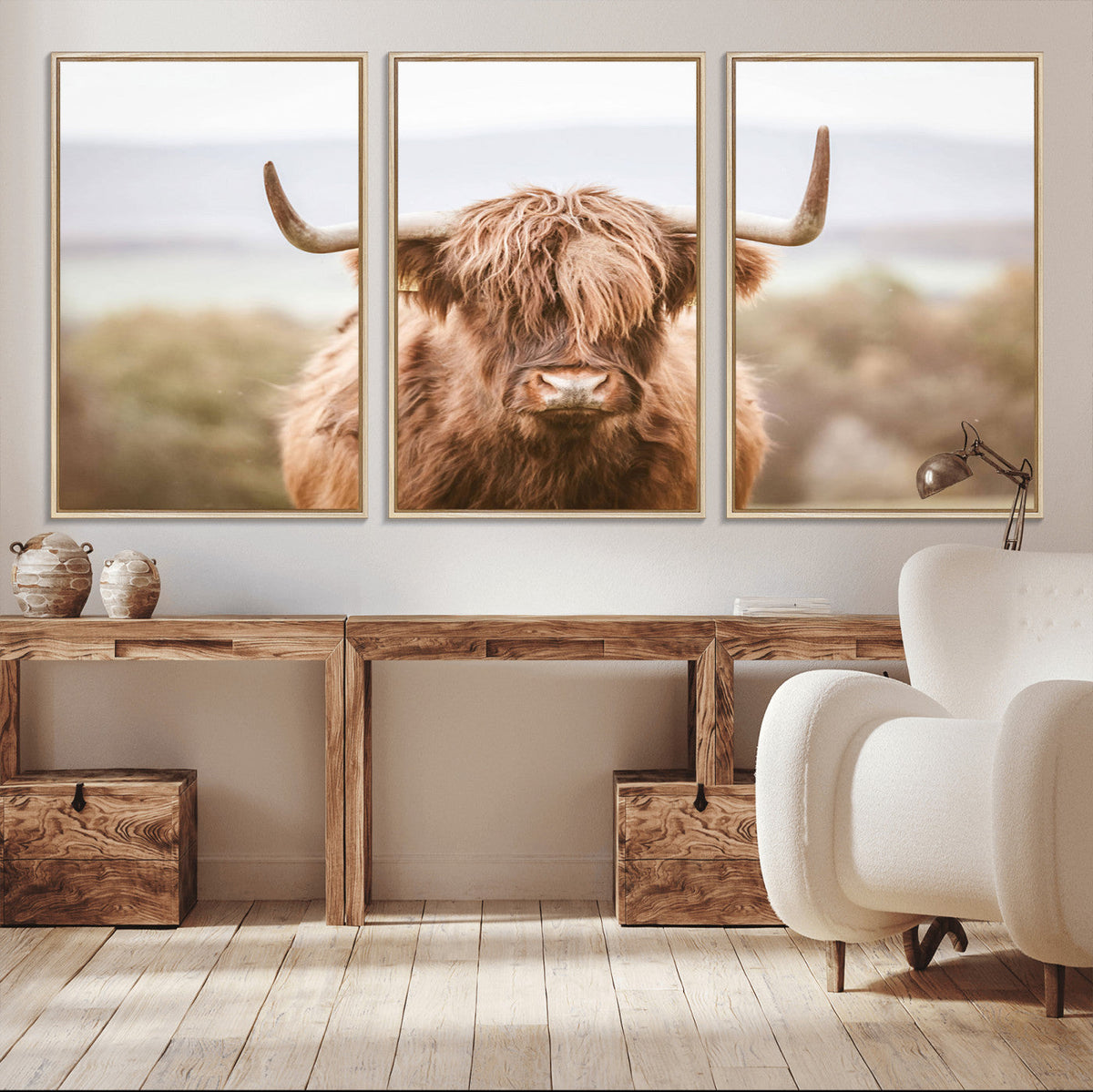 Scottish Serene Highland Cow Canvas Wall Art – Serene