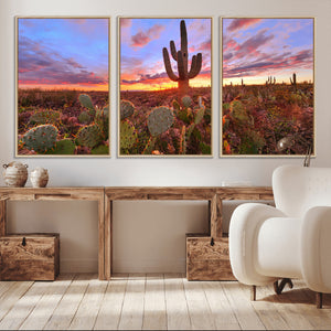 Arizona Desert Wall Art Canvas Print - Framed Deser Sunset