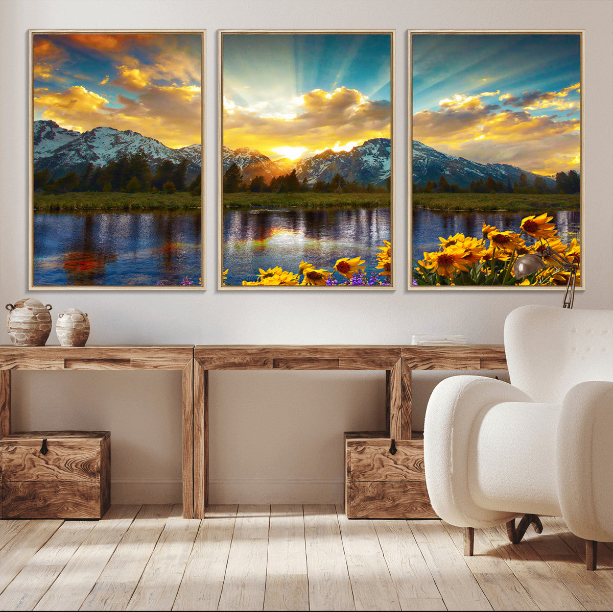 Grand Teton Park Sunrise Wall Art – Vibrant Landscape Canvas