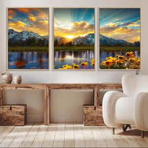 Grand Teton Park Sunrise Wall Art – Vibrant Landscape Canvas