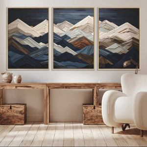 Mountain Wall Art – Modern Geometric Landscape Canvas Print,