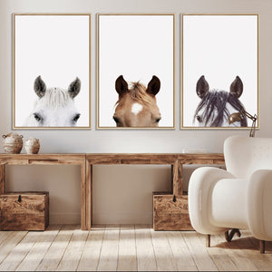 Horse Prints Set, Set of 3 Horse Wall Art, Horses Portraits,