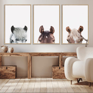 Horse Wall Art - Minimalist Horse Triptych Wall Art – Modern