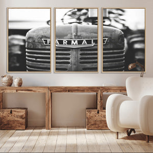 Vintage Farmall Tractor Wall Art Canvas Print, Rustic