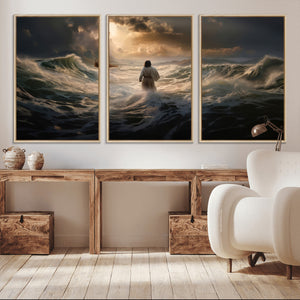 Jesus Walking on Water Wall Art Canvas Print - Religious