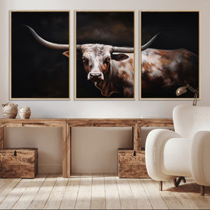 Texas Longhorn Wall Art Canvas Print | Western Ranch Decor |