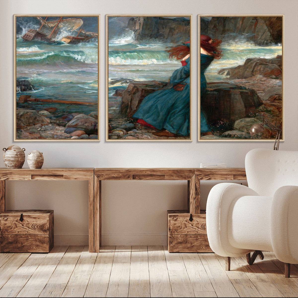 Miranda by the Shore Wall Art Canvas Print – Tempest Scene