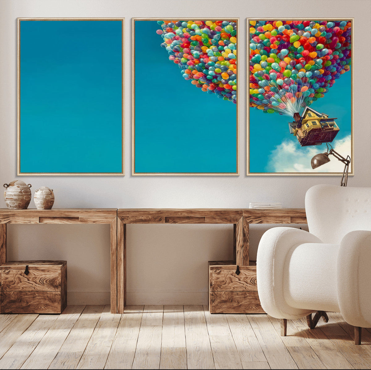 Carl Fredricksen, Up Movie Wall Art, Colorful Balloon House